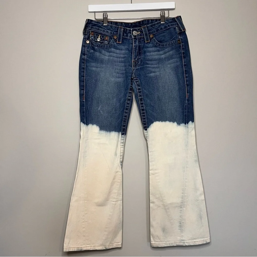 VINTAGE True Religion Two Toned Bootcut Jeans Women’s Size 30 - Picture 2 of 12